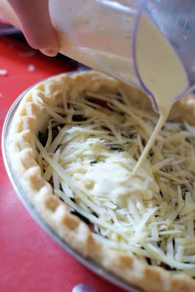 Potato, bacon and kale quiche