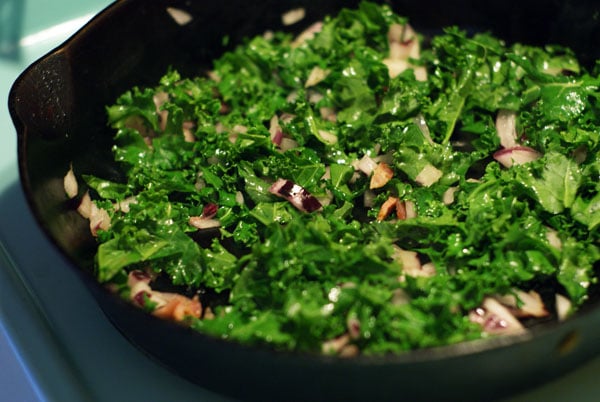 Potato, bacon and kale quiche