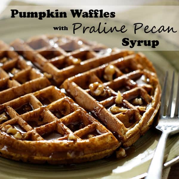 Pumpkin Waffles w/ Praline Pecan Syrup