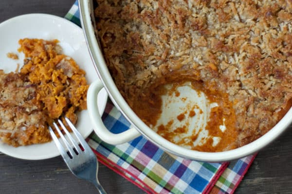 Candied Coconut Sweet Potato Casserole
