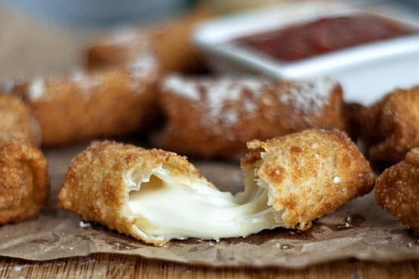 Wonton Wrapped Mozzarella Sticks | Heather Likes Food Wonton Wrapped Mozzarella Sticks